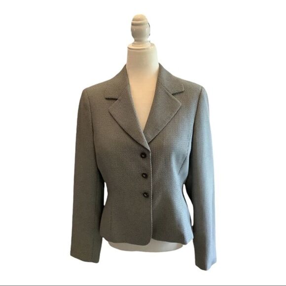 Tahari Author S Black White Button Down Blazer - Picture 1 of 4